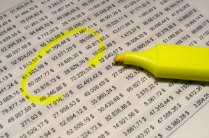 Excel spreadsheet with marker